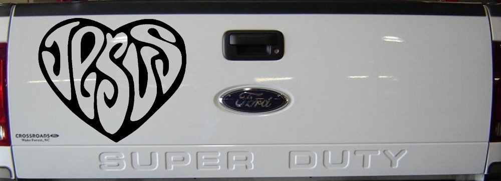 Jesus Heart Christian Car Truck Window Decal Sticker Vinyl (Black)