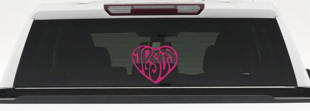 Jesus Heart Christian Car or Truck Window Decal Sticker (Hot Pink)