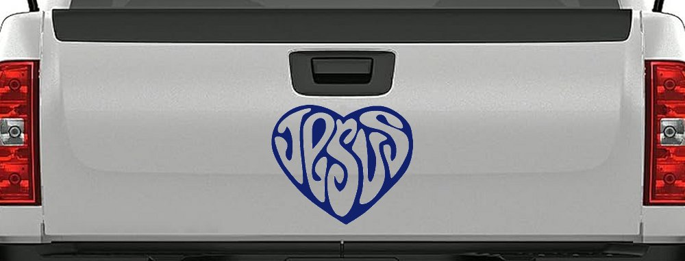 Jesus Heart Christian Car or Truck Window Decal Sticker (Navy)