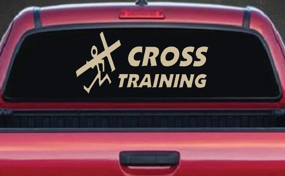 Cross Training Christian Car or Truck Window Decal Sticker (Desert Sand)