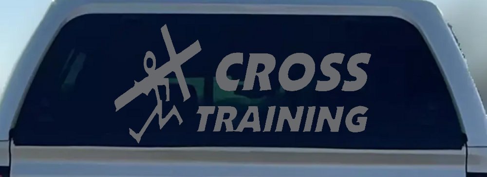 Cross Training Christian Car or Truck Window Decal Sticker (Silver)