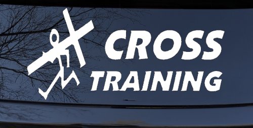 Cross Training Christian Car or Truck Window Decal Sticker (White)