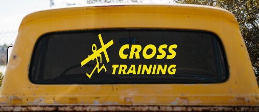 Cross Training Christian Car or Truck Window Decal Sticker (Yellow)