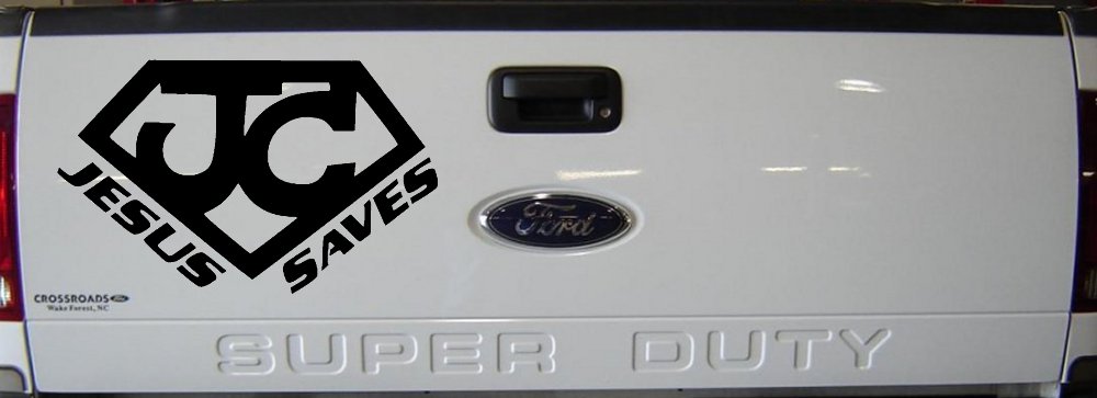Jesus Saves Christian Car or Truck Window Decal Sticker (Black)