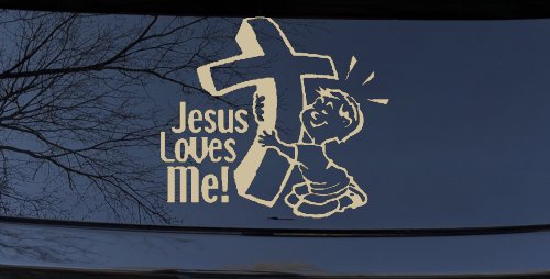 Jesus Loves Me Boy Christian Car or Truck Window Decal Sticker (Desert Sand)
