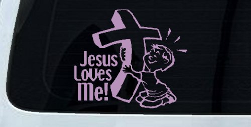 Jesus Loves Me Boy Christian Car or Truck Window Decal Sticker (Lilac)