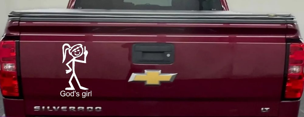 God's Girl Christian Car or Truck Window Decal Sticker (White)