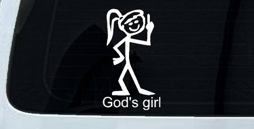 God's Girl Christian Car or Truck Window Decal Sticker (White)