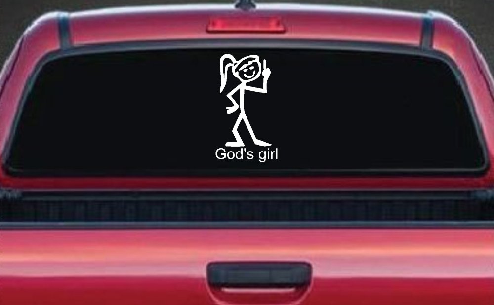 Gods Girl Christian Car Truck Window Vinyl Decal Sticker (White)