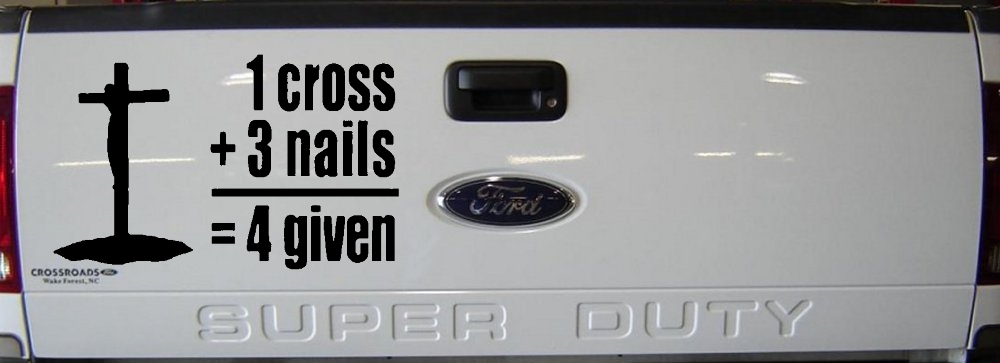 1 Cross Plus 3 Nails Equals Forgiven Christian Car or Truck Window Decal Sticker