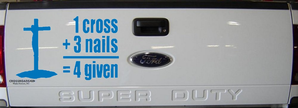 1 Cross Plus 3 Nails Equals Forgiven Christian Car or Truck Window Decal Sticker