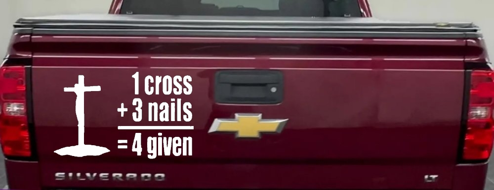 1 Cross Plus 3 Nails Equals Forgiven Christian Car or Truck Window Decal Sticker