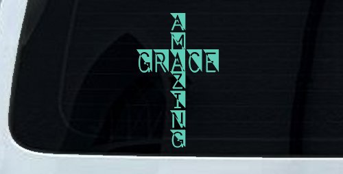 Amazing Grace Cross Christian Car or Truck Window Decal Sticker (Mint)