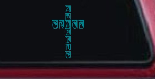 Amazing Grace Cross Christian Car or Truck Window Decal Sticker