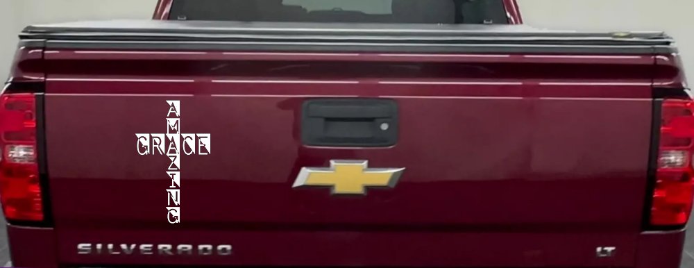 Amazing Grace Cross Christian Car or Truck Window Decal Sticker (White)
