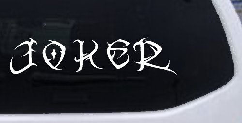 Tribal Joker Biker Car or Truck Window Decal Sticker (White)