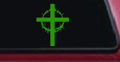 Cross With Thorn Crown Christian Car or Truck Window Decal Sticker
