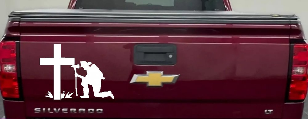 Fireman At The Cross Christian Car or Truck Window Decal Sticker (White)