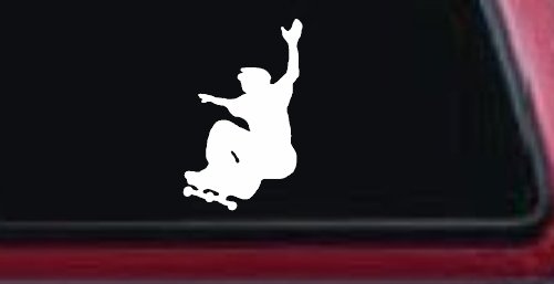 Free Style Skate Boarding Car or Truck Window Decal Sticker (White)