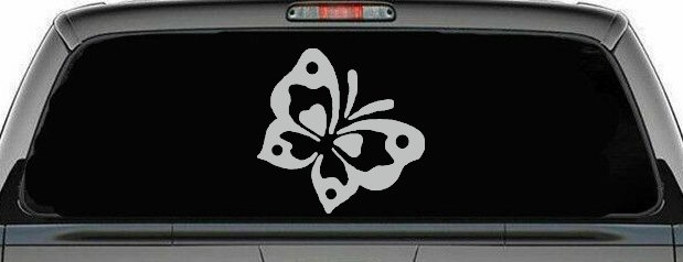 Butterfly Butterflies Car or Truck Window Decal Sticker (Light Gray)