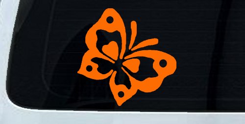 Butterfly Butterflies Car or Truck Window Decal Sticker (Orange)
