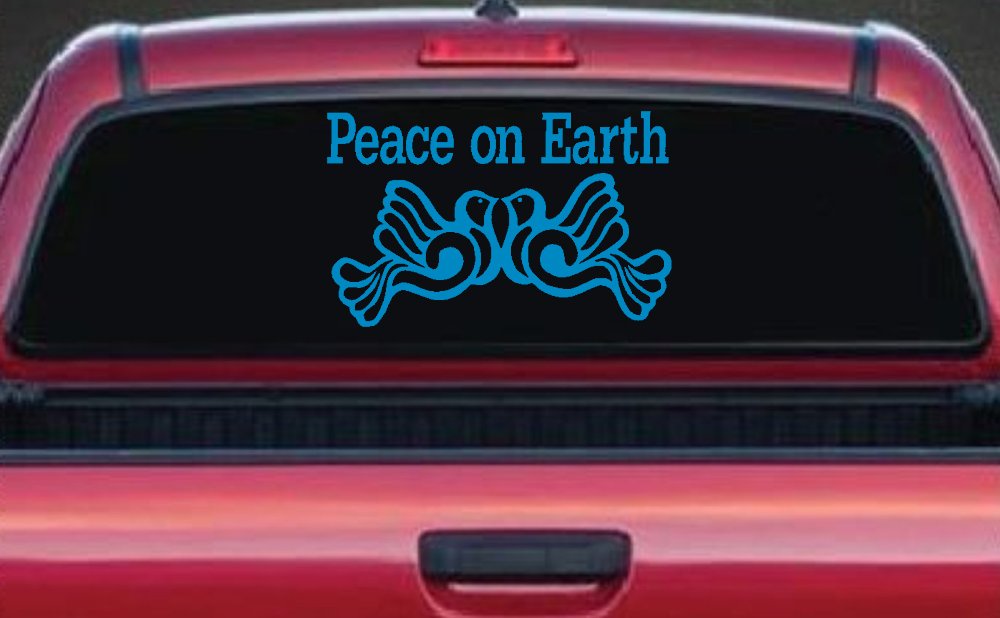 Peace On Earth Christian Car or Truck Window Decal Sticker (Blue)