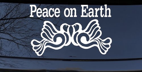 Peace On Earth Christian Car or Truck Window Decal Sticker (White)