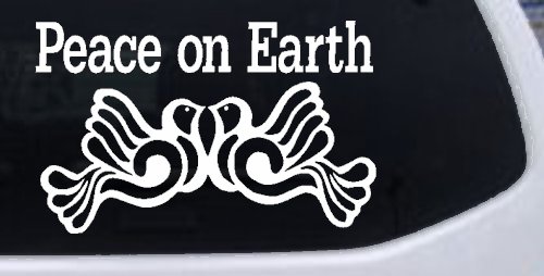 Peace On Earth Christian Car or Truck Window Decal Sticker (White)