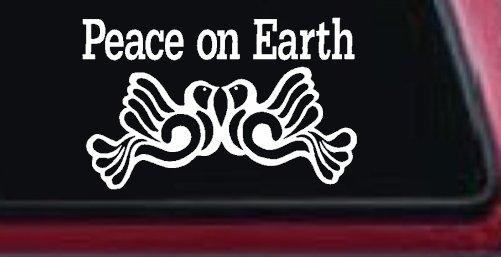 Peace On Earth Christian Car or Truck Window Decal Sticker (White)
