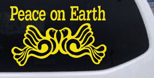 Peace On Earth Christian Car or Truck Window Decal Sticker (Yellow)