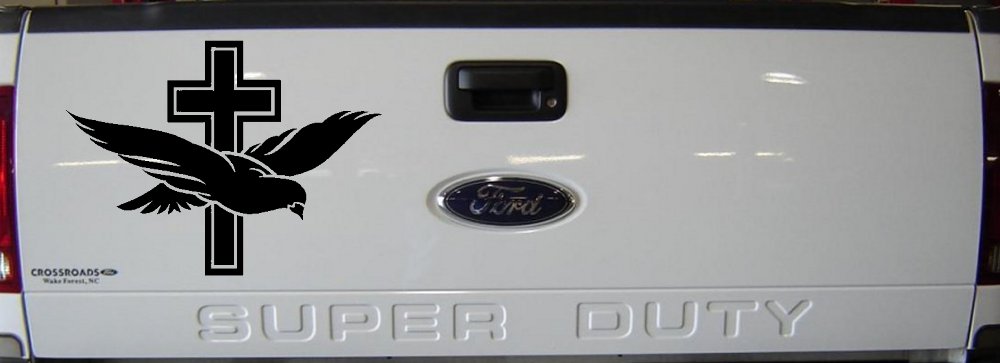 Dove With Cross Christian Car or Truck Window Decal Sticker (Black)