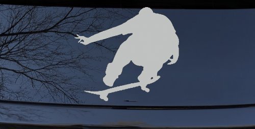 Skateboarder Window Decal Sticker - Car Truck Vinyl Decor (Light Gray)