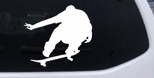 Skate Boarding Car or Truck Window Decal Sticker (White)