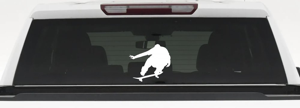Skate Boarding Car or Truck Window Decal Sticker (White)