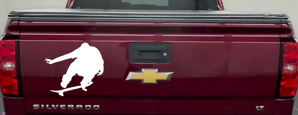Skateboarder Window Decal Sticker - Car Truck Vinyl Decor (White)
