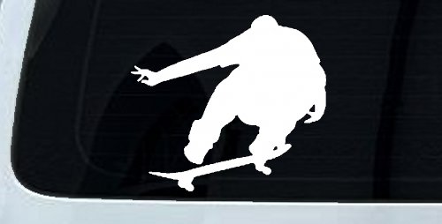 Skate Boarding Car or Truck Window Decal Sticker (White)