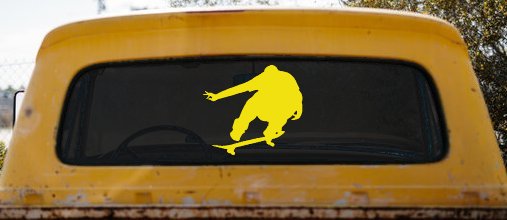 Skate Boarding Car or Truck Window Decal Sticker (Yellow)