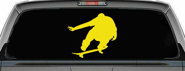 Skate Boarding Car or Truck Window Decal Sticker (Yellow)
