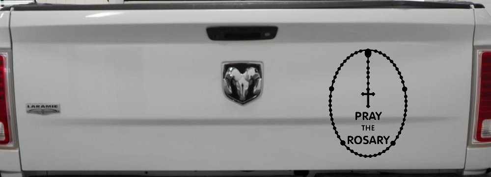 Pray The Rosay Christian Car or Truck Window Decal Sticker (Black)