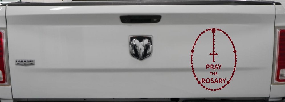 Pray The Rosay Christian Car or Truck Window Decal Sticker (Purple Red)
