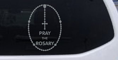 Pray The Rosay Christian Car or Truck Window Decal Sticker (Telegrey)