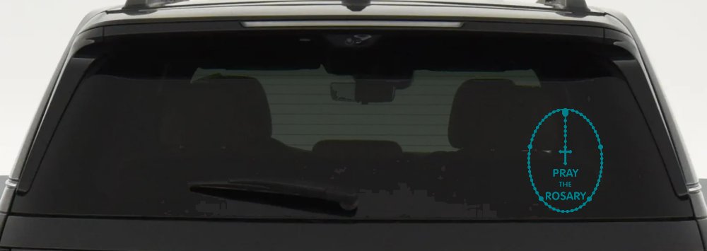 Pray The Rosay Christian Car or Truck Window Decal Sticker (Turquoise Blue)