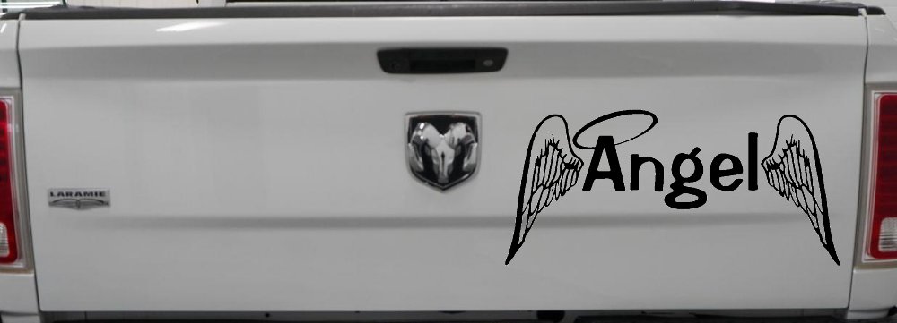Angel Text With Wings and Halo Christian Car or Truck Window Decal Sticker