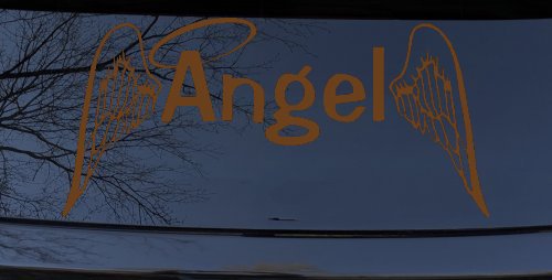 Angel Text With Wings and Halo Christian Car or Truck Window Decal Sticker (Copper)