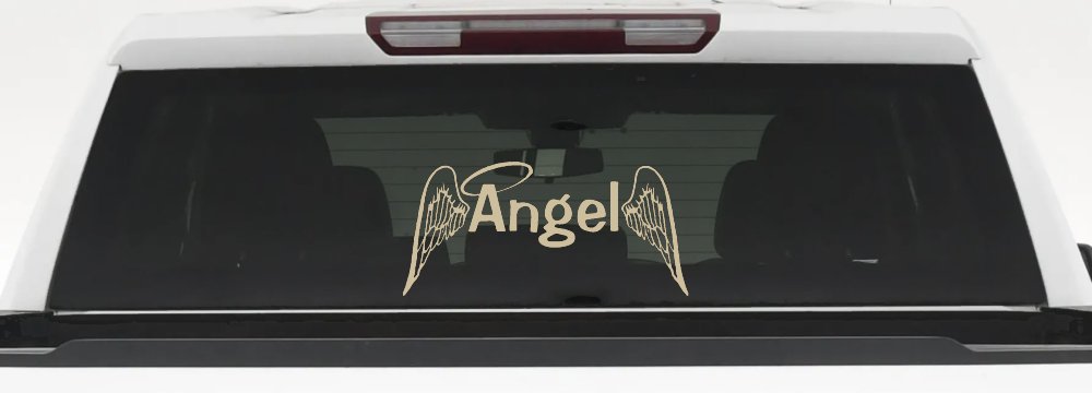 Angel Text With Wings and Halo Christian Car or Truck Window Decal Sticker