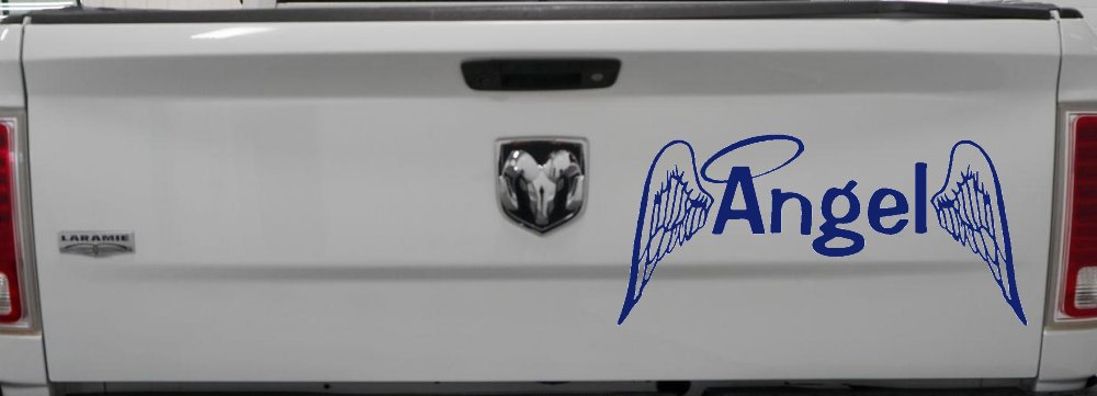 Angel Text With Wings and Halo Christian Car or Truck Window Decal Sticker (Navy)