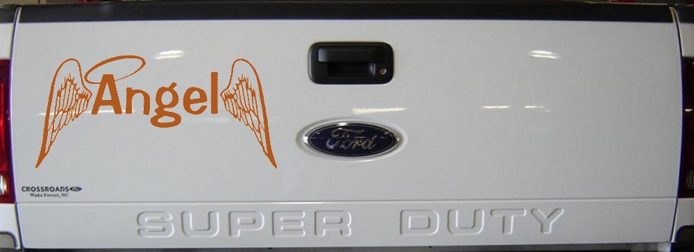 Angel Text With Wings and Halo Christian Car or Truck Window Decal Sticker