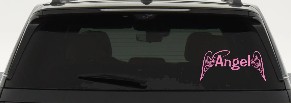 Angel Text With Wings and Halo Christian Car or Truck Window Decal Sticker