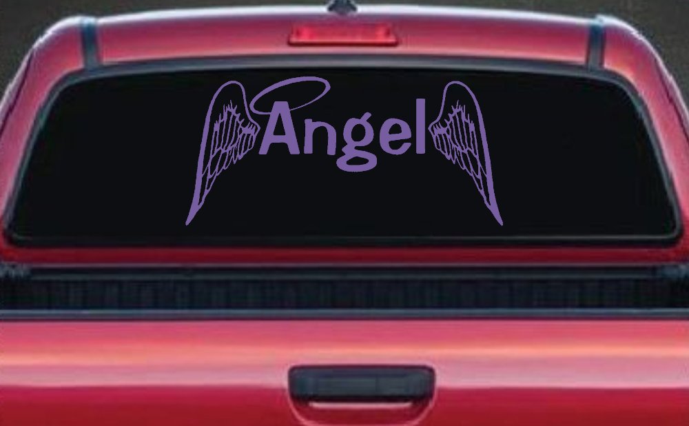 Angel Text With Wings and Halo Christian Car or Truck Window Decal Sticker