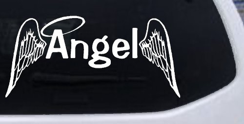Angel Text With Wings and Halo Christian Car or Truck Window Decal Sticker